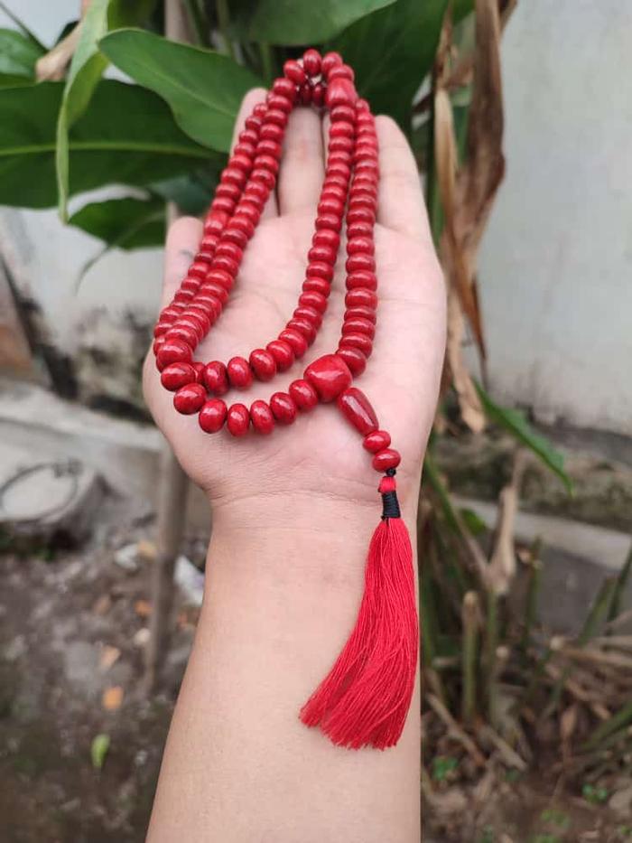 Tasbih Muslim Red Coral Model Mentos Natural