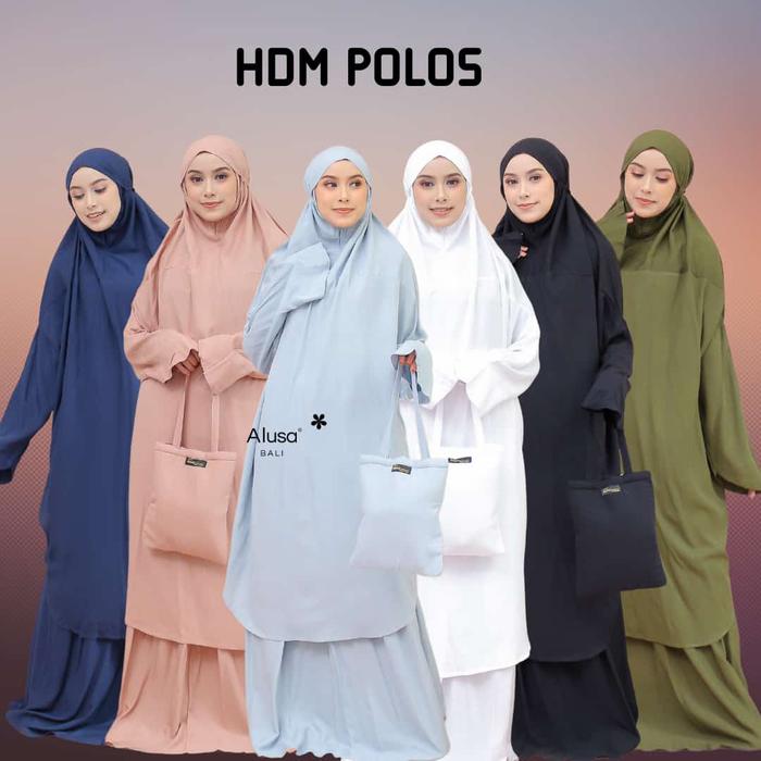 Mukena Polos Alusa Berlengan HDM