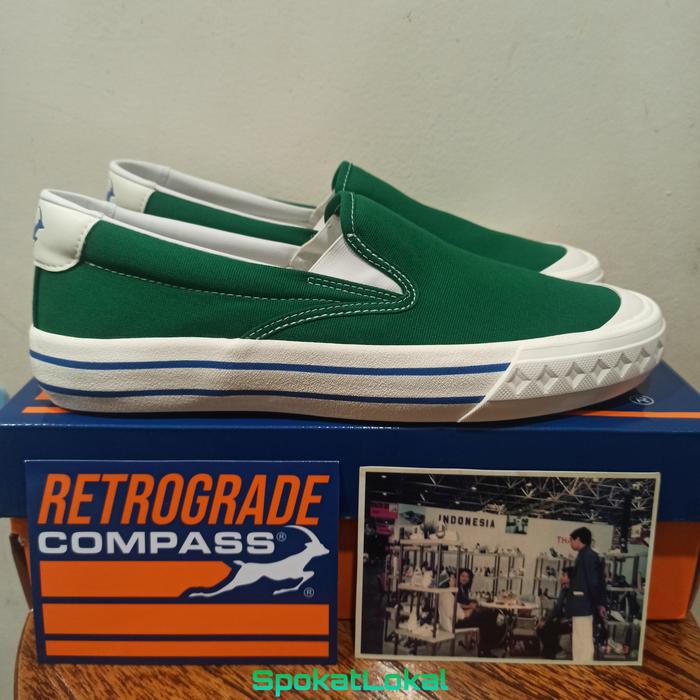 Sepatu Compass Retrograde Low Slip On Green Size 35-39, 40 41 42 43 44