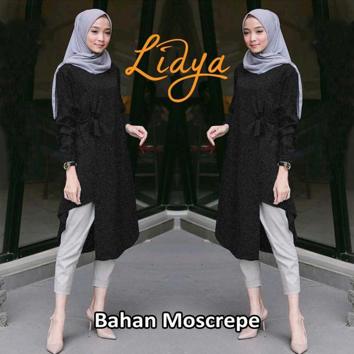 TUNIK CEWEK REMAJA MUSLIM LIDYA MOSCREPE L DAN XL LD 96 & 104 CM