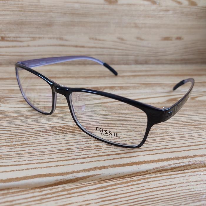 kacamata Frame fossil hitam abu abu