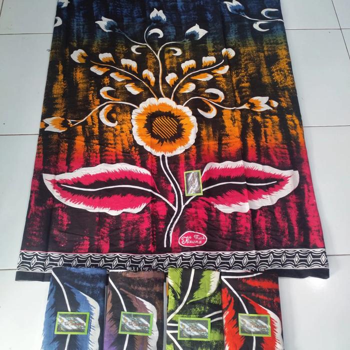 Sarung Santung motif Bunga Matahari Besar