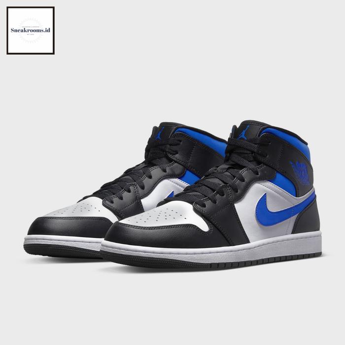 Sepatu Sneakers / Nike Air Jordan 1 Mid Black Racer Blue / Original