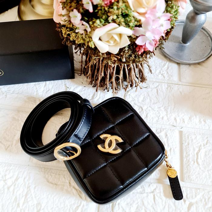 [NEW] Tas Chanel Diamond Belt Bag Black Lamb Ghw