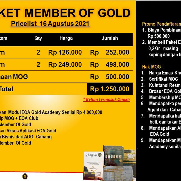 Paket Member Eoa Gold