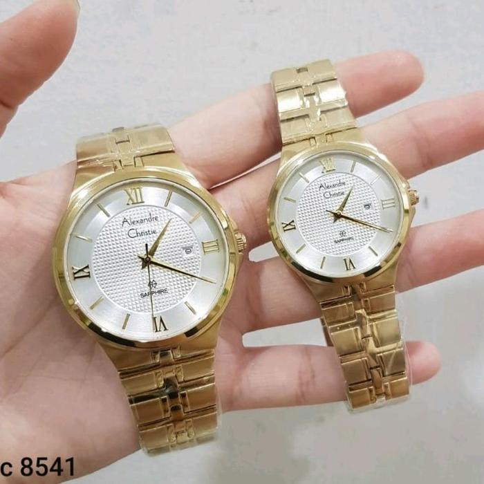 jam tangan couple alexander cristie ac8541 original gold
