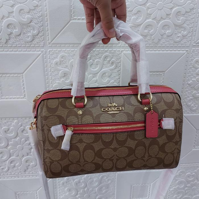 TAS COACH ORI ROWAN SATCHEL SIGNATURE KHAKI POPPY