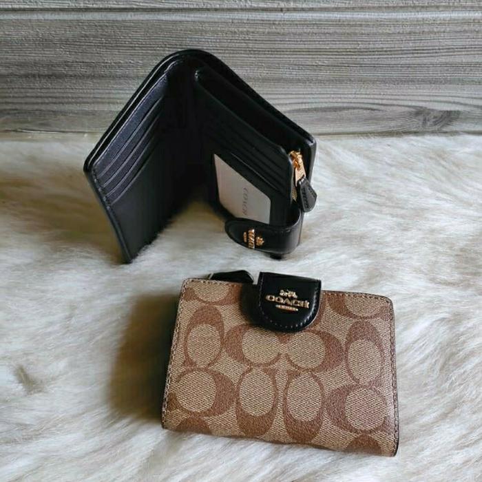 dompet coach C0082 zip wallet khaki black