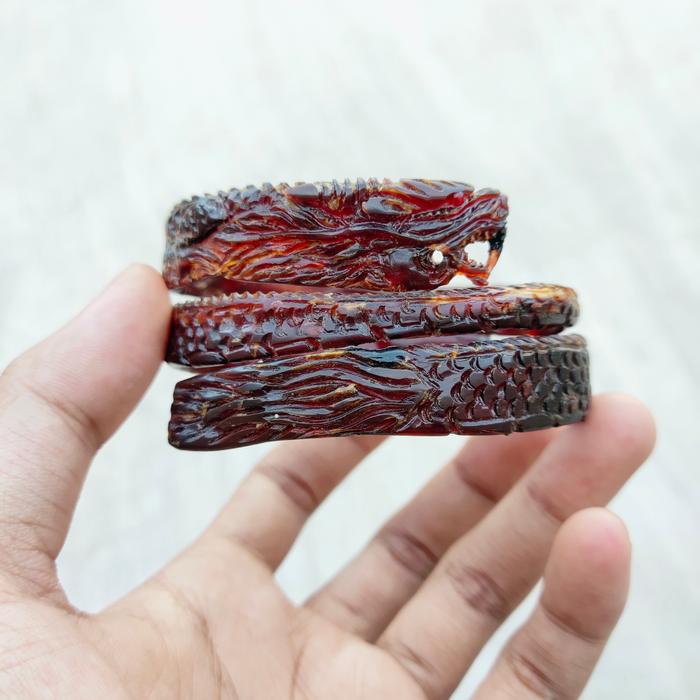 Gelang  Bracelets Kayu akar bahar merah lilit 3 full ukir naga