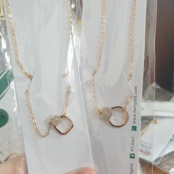 kalung hwt ring bulat kotak emas asli 375 8k gold emas asli fashion