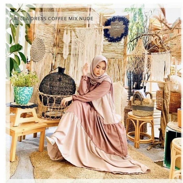READYBELLA DRESS COFFEE MIX NUDE RADWAH