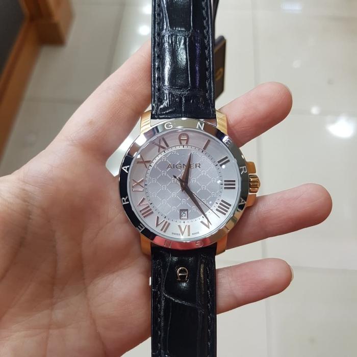 AIGNER AGA09027 TWO-TONE BLACK LEATHER MEN'S WATCH