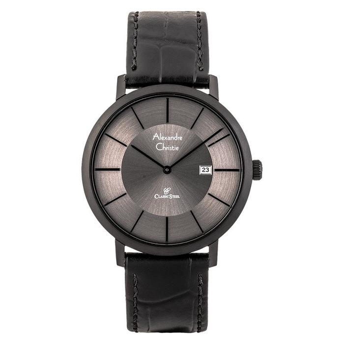 Alexandre Christie AC 8599 MD LIPBA MenBlack Leather Strap