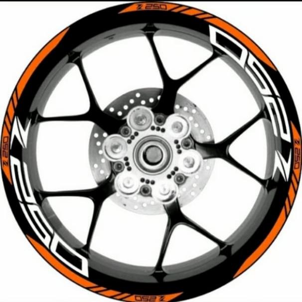 Sticker Velg Kawasaki Z250 orange-white Warna bisa reques