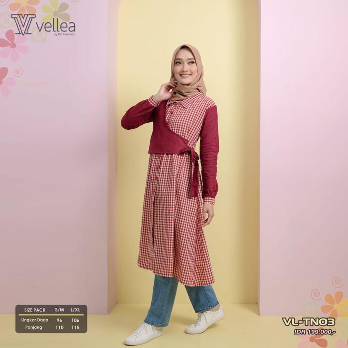 TUNIK PN VELLEA VL- Tn03 kotak marun