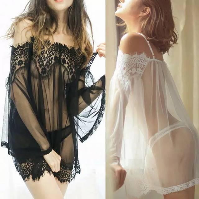 Sexy Dress Transparan Lengan Panjang