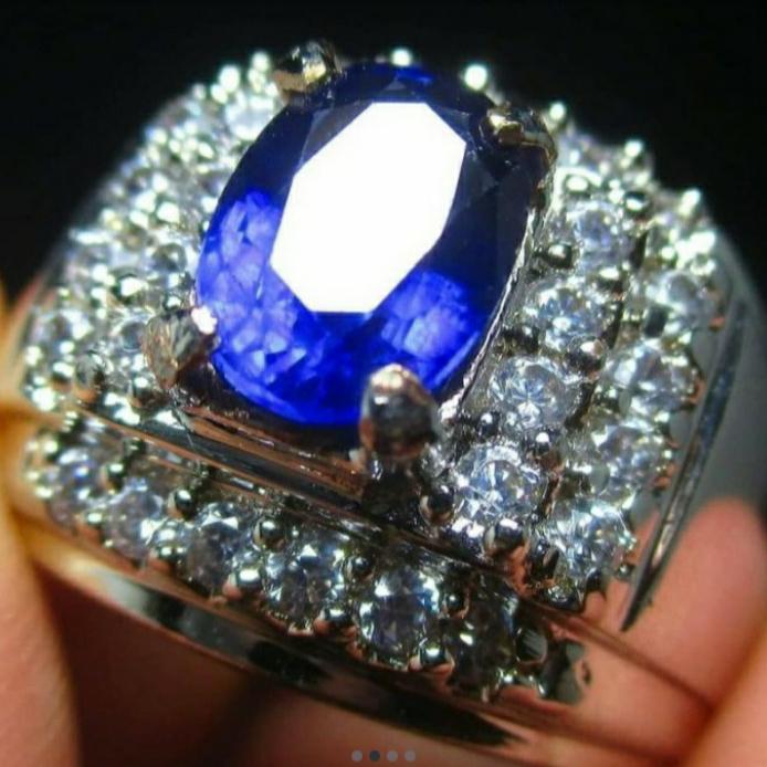 batu permata mulia cincin natural royal blue saphire kristal