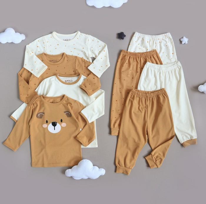 Emico TENCEL Toddler Pyjamas Set Baby - PJs Piyama Anak Balita Bayi