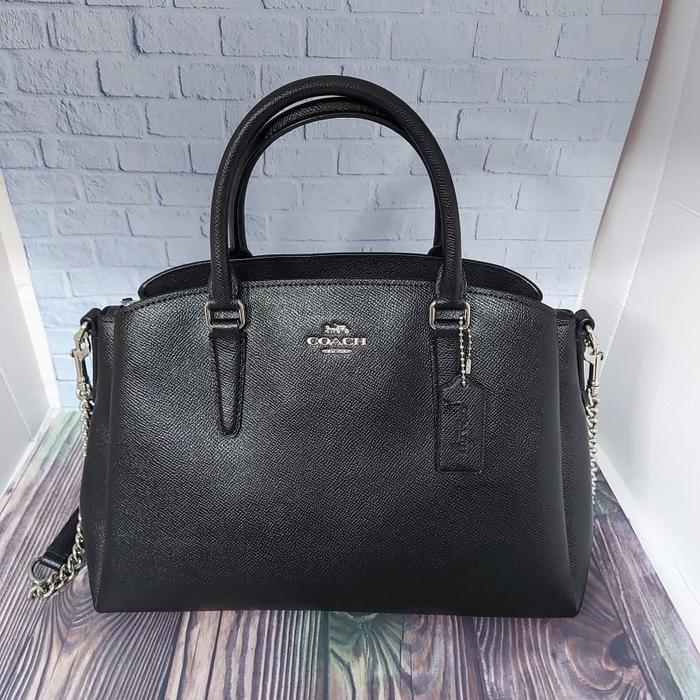 COACH SAGE LARGE BLACK SILVER HARD WARE LEATHER TAS COACH ORIGINAL
