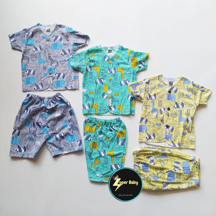Setelan Baju Bayi Pendek Newborn Motif Panda Merk Kenzy SNI