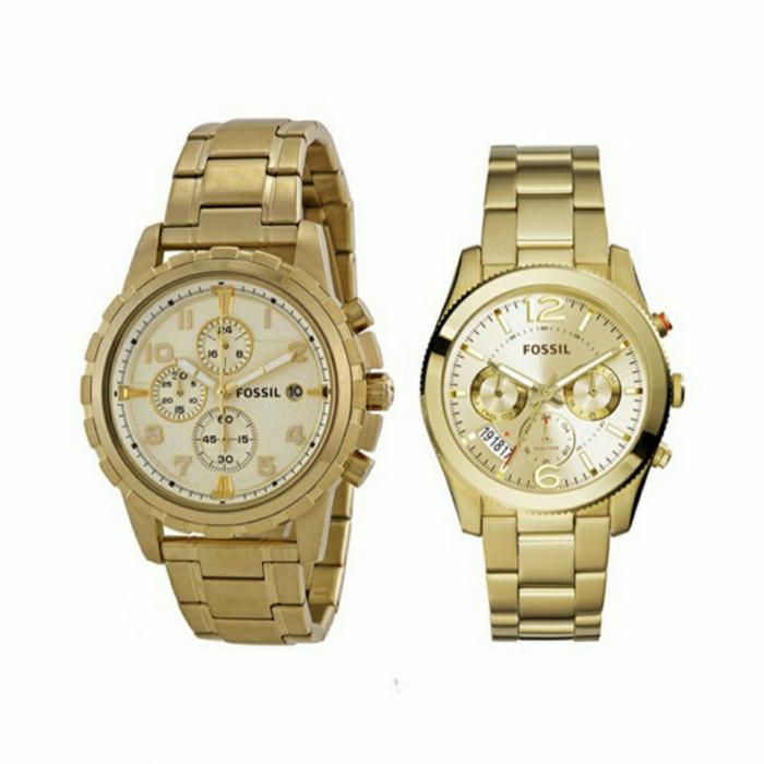 Jam Tangan Merek Fossil Couple ES3884 FS4867 Gold Original 38mm & 45mm