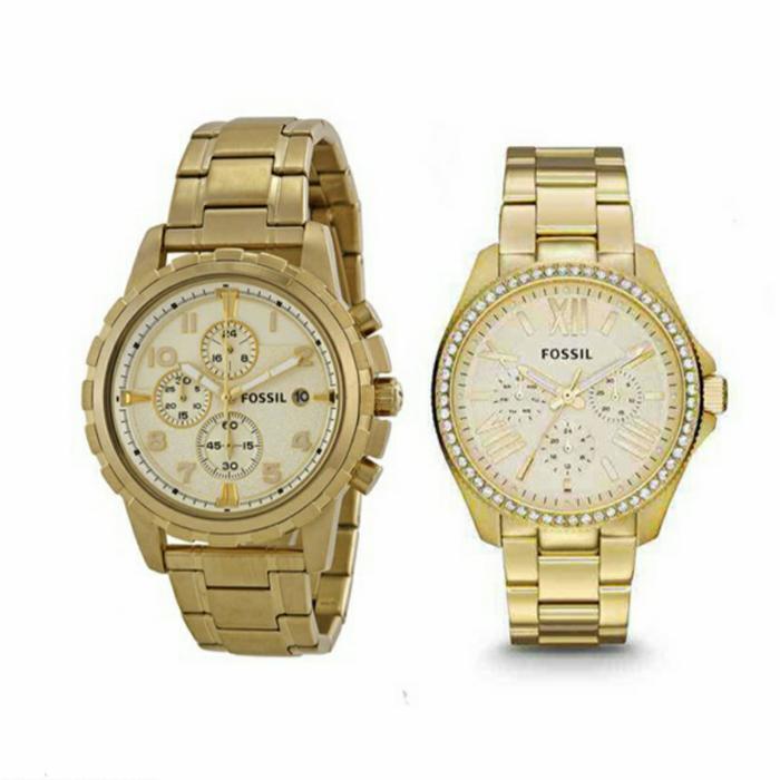 Jam Tangan Merek Fossil Couple AM4482 FS4867 Gold Original 40mm & 45mm