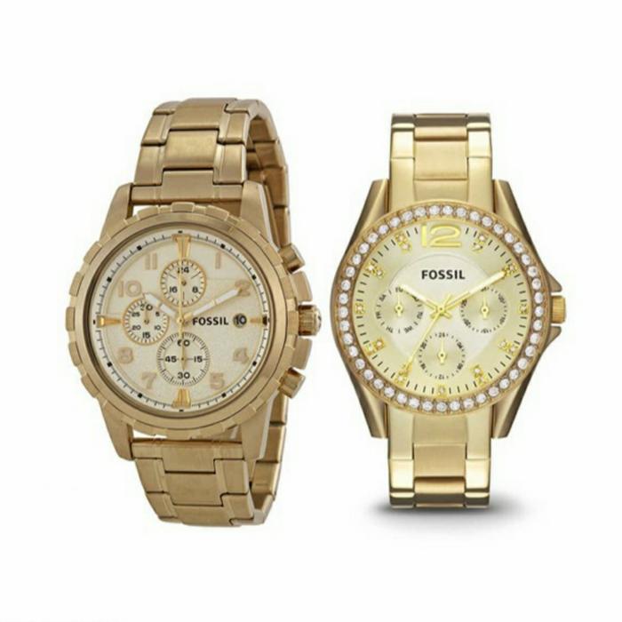 Jam Tangan Merek Fossil Couple ES3203 FS4867 Gold Original 38mm & 45mm