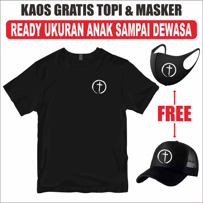 Kaos Rohani Kristen katolik gratis Topi dan Masker Logo Salib kecil