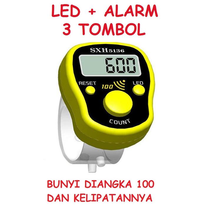SXH5136 Tasbih Digital LED + Alarm 3 Tombol Bunyi Angka 100 & Kelipatan Praktis untuk Zikir - Muslim