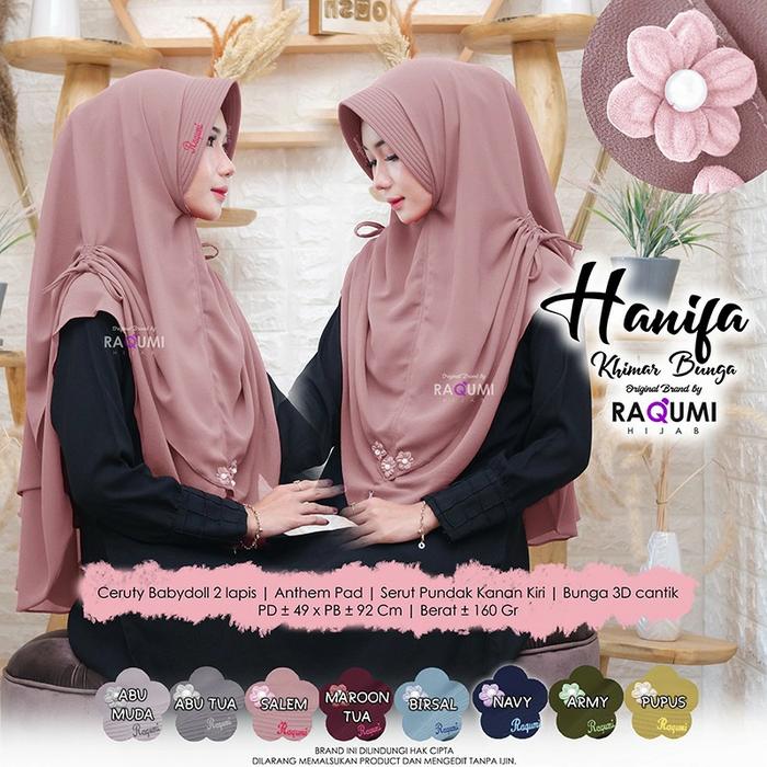 Hijab Hanifa Khimar Bunga by Raqumi / Model Hijab Terbaru