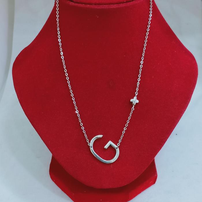 kalung Huruf G perak silver925 Lapisan emas putih kl11