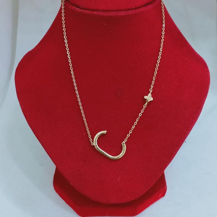 kalung Huruf C perak silver925 warna rose gold Lapisan emas kl8