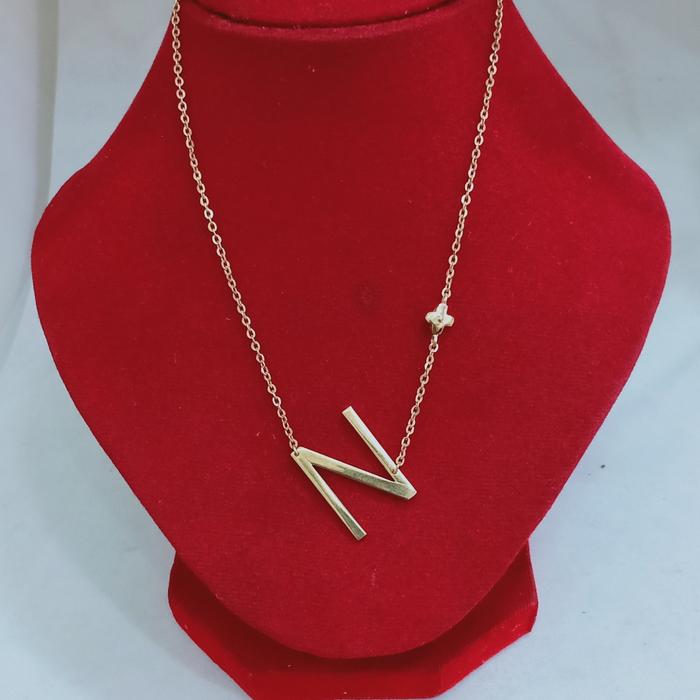 kalung Huruf N perak silver925 rose gold Lapisan emas kl9