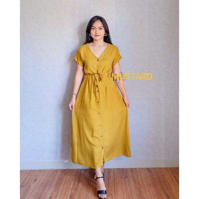 Dress Wanita kekinian Bali, Dress wanita polos, Leher V COD (DMP01)