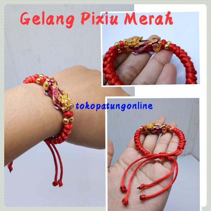 Gelang Pixiu Merah 5 Unsur Warna