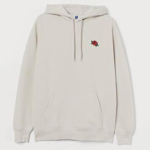 H&M FULL TAG ROSE CREAM FLOWER SNAKE HOODIE SWEATER JACKET HNM NEW