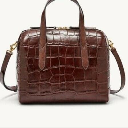 Tas Fossil Sydney Satchel Brown Croco