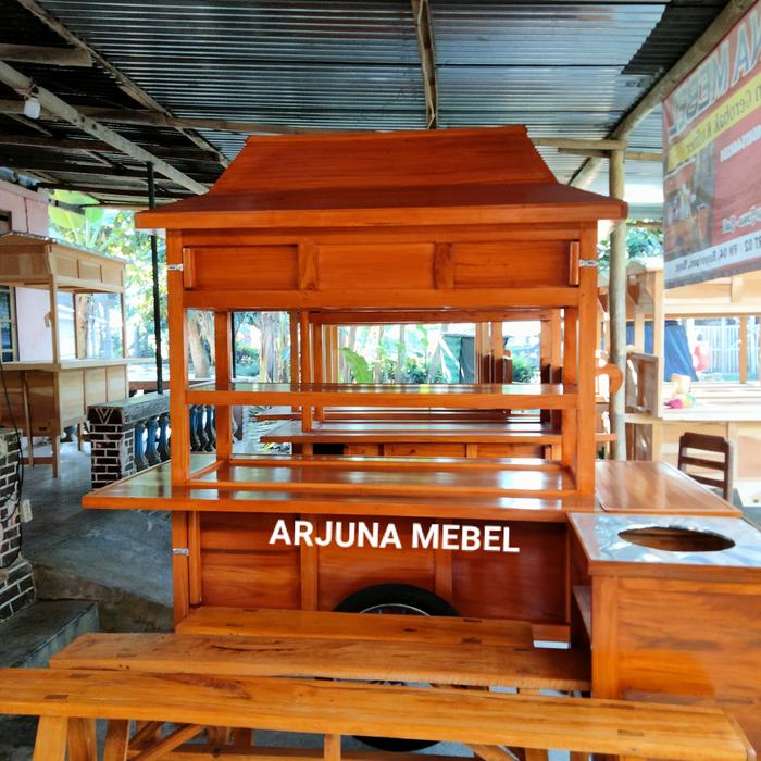 GEROBAK ANGKRINGAN JATI TINGKAT ATAP JOGLO+TUNGKU