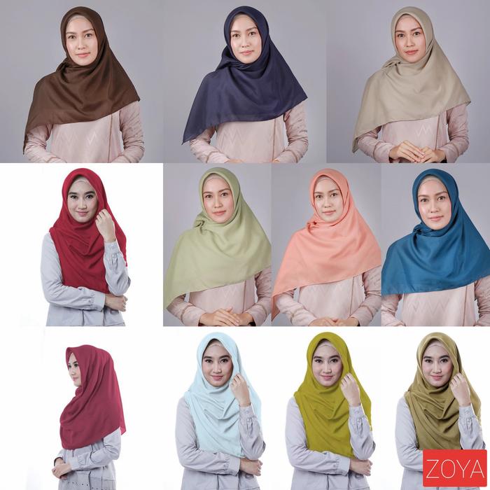 ZOYA PLAIN JUMBO 130X130cm SCARF HIJAB JILBAB SEGI EMPAT ORIGINAL