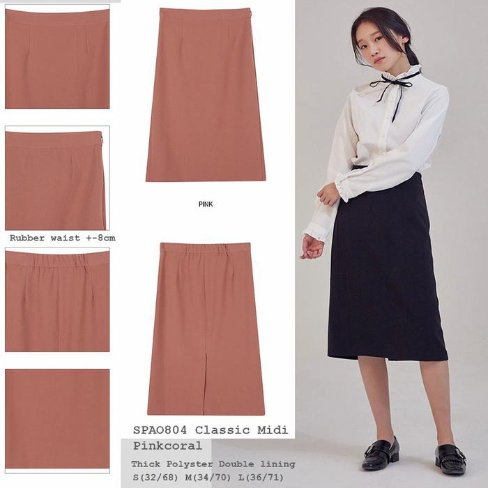 SPAO Plaid Grey and Plain Black Midi Skirt - Rok Semi Formal