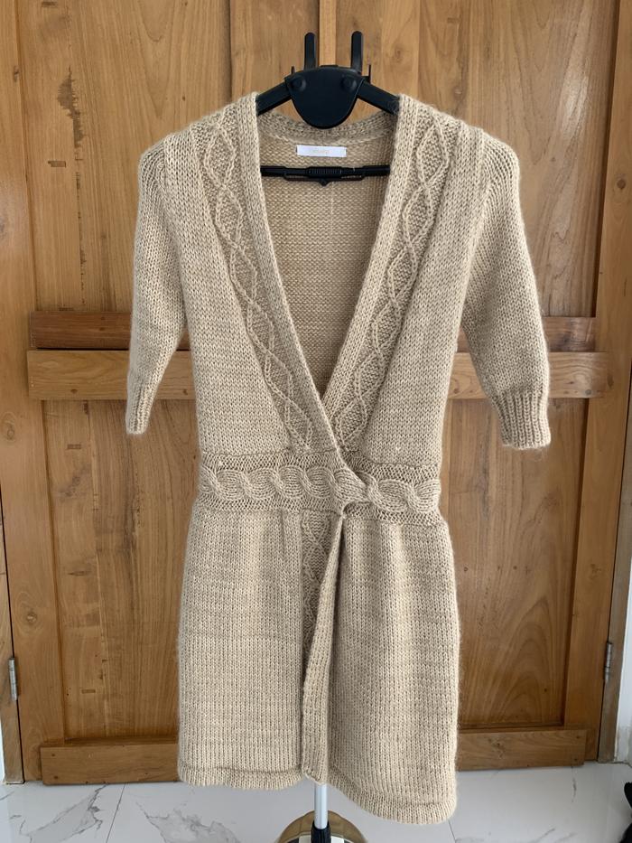 Rodarte cream light brown sweater dress // size S