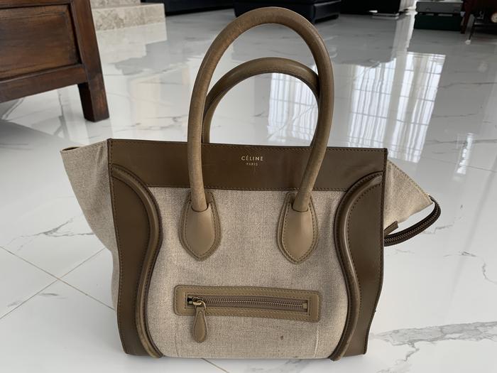 Celine mini luggage bag 2013 // brown leather and canvas