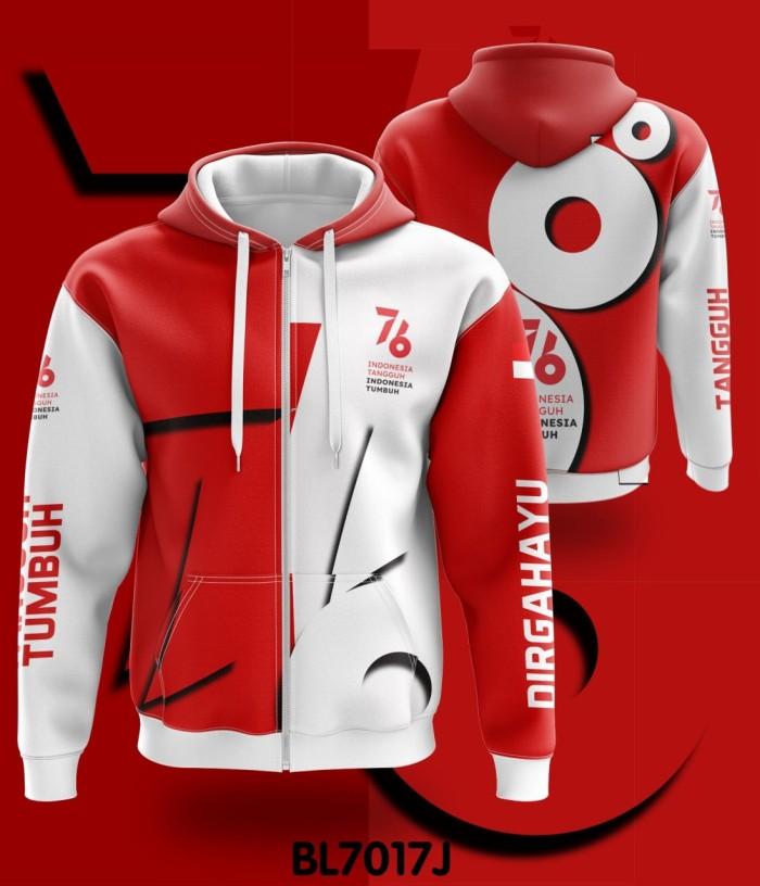 Jaket Hoodie Custom Resleting Full Print HUT RI 76 BL7017J S - 3XL