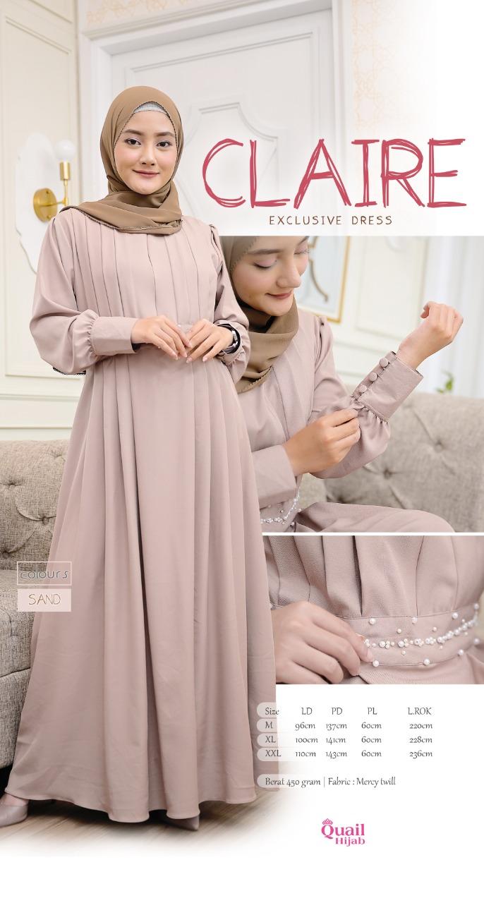 CLAIRE DRESS Gamis mutiara manik manik Quail Hijab