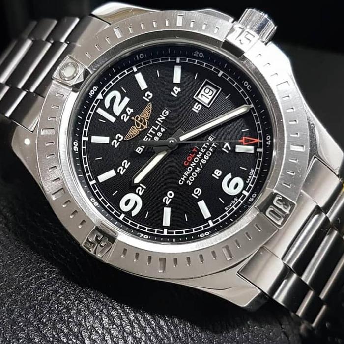 breitling colt volcano black jam tangan pria