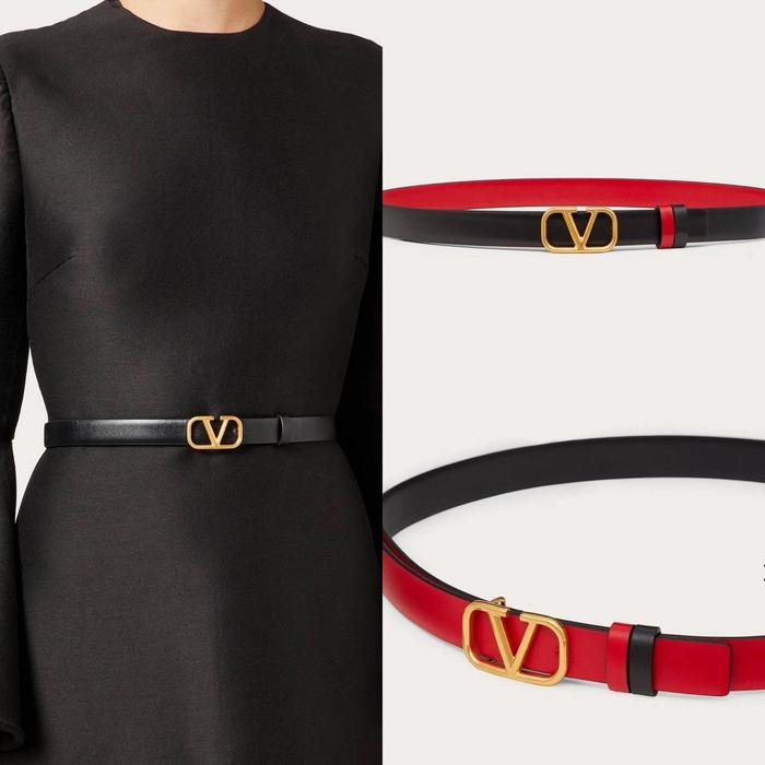 Valentino Belt Reversible VLogo 2cm Black/Red