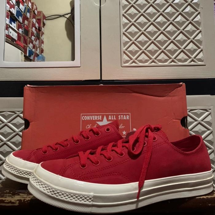 ORIGINAL 70S EGRET CONVERSE LOW OX SUEDE ENAMEL RED