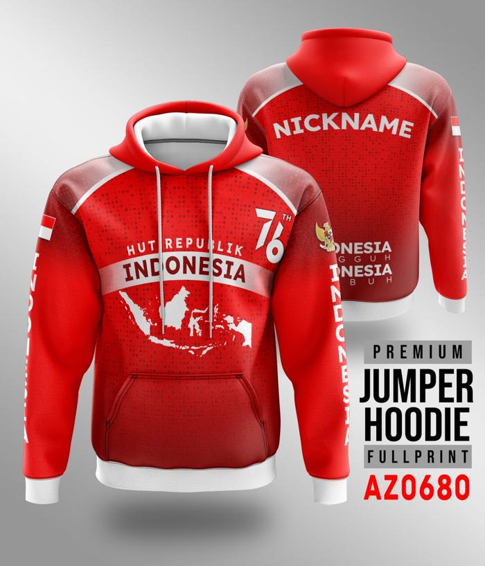 Jaket Hoodie Custom Full Print HUT RI 76 Full Print AZ0680 S - 3XL