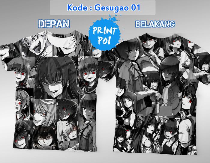 Kaos Gesugao Ahegao Mix - Anime Badas - FullPrint Baju