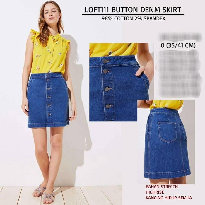 Skirt Loft Button Denim Loft111